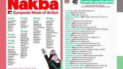 Resumen de actividades de la semana europea de acción por Palestina con las convocatorias por orden alfabético de A Coruña a Linares